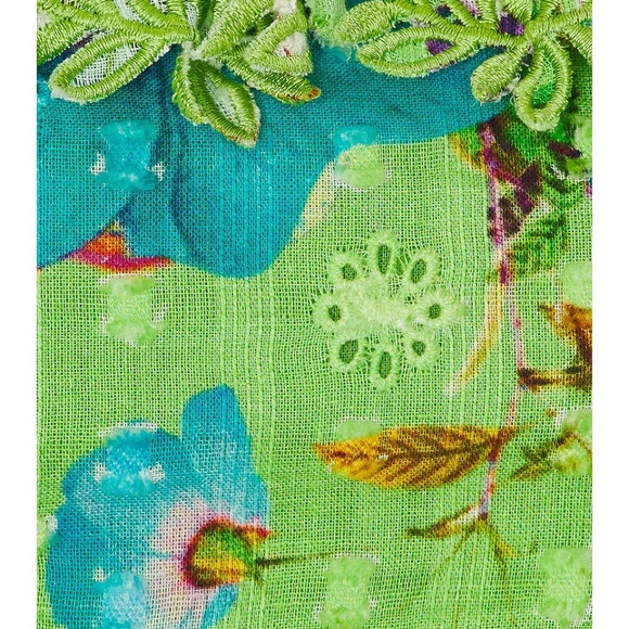 NEW $232 HEMANT AND NANDITA Laya Eyelet Lace Puff sleeve Crop Top SIZE XS - Picture 5 of 5